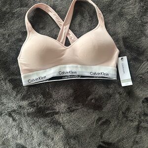Calvin Klein Pink Racerback Bra with Signature Elastic Band